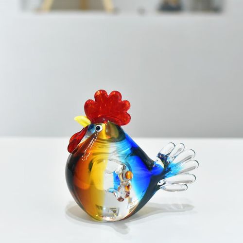 流光溢彩，啼鳴生趣——創(chuàng)意琉璃玻璃水晶小公雞母雞擺件